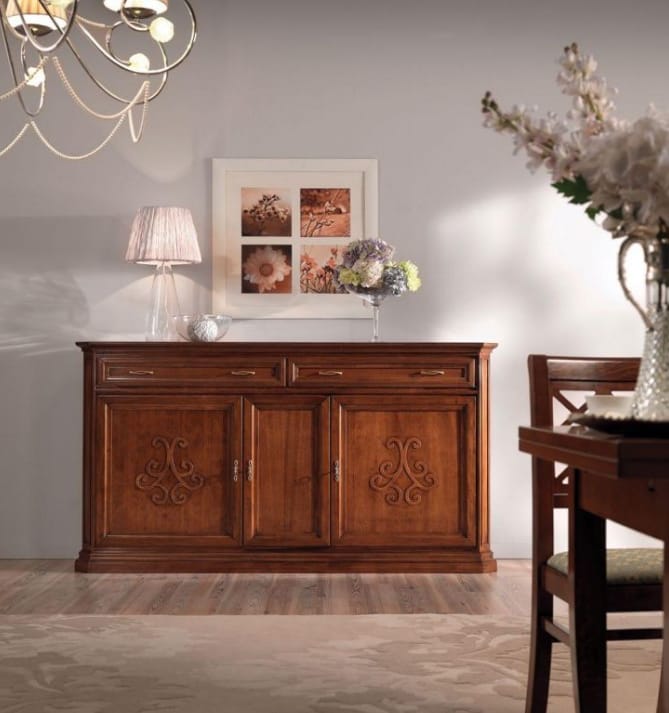 Credenza tre porte con rilievo finitura Bassano