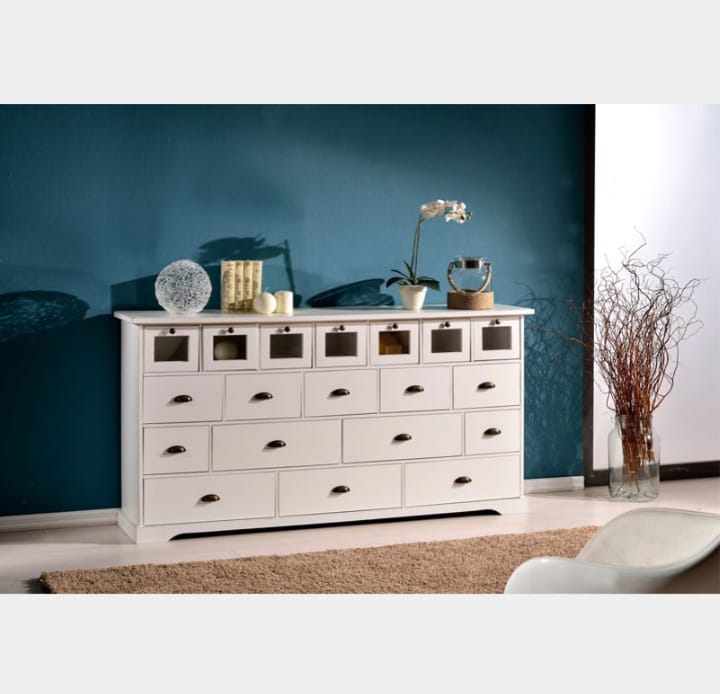 Credenza con 19 cassetti bianco opaco