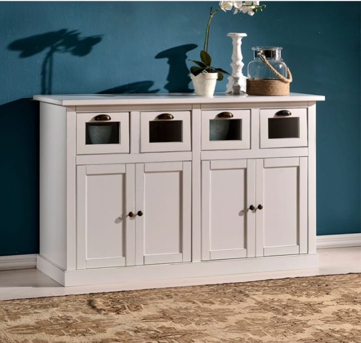 Credenza quattro porte quattro cassetti bianco opaco