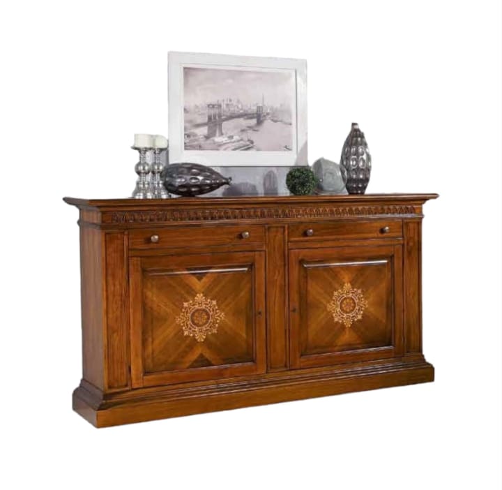 Credenza intarsiata due porte due cassetti finitura bassano