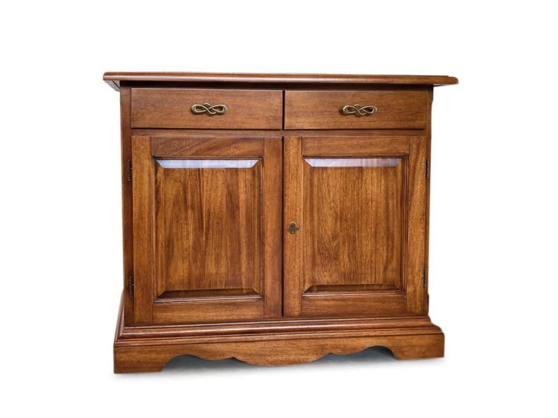 CREDENZA 2 PORTE 2 CASSETTI BUGNATA FINITURA NOCE SCURO
