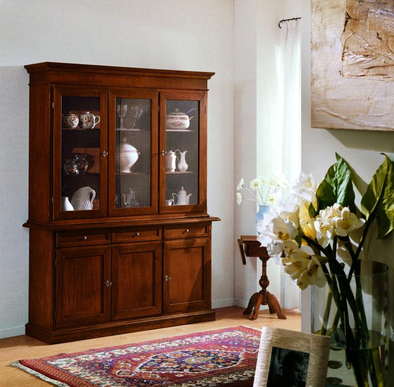 Cristalliera tre porte  Collezione Martini Noce