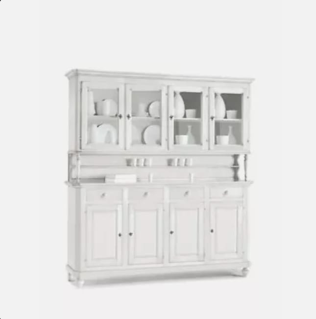 Cristalliera quattro porte Napoletana bianco opaco