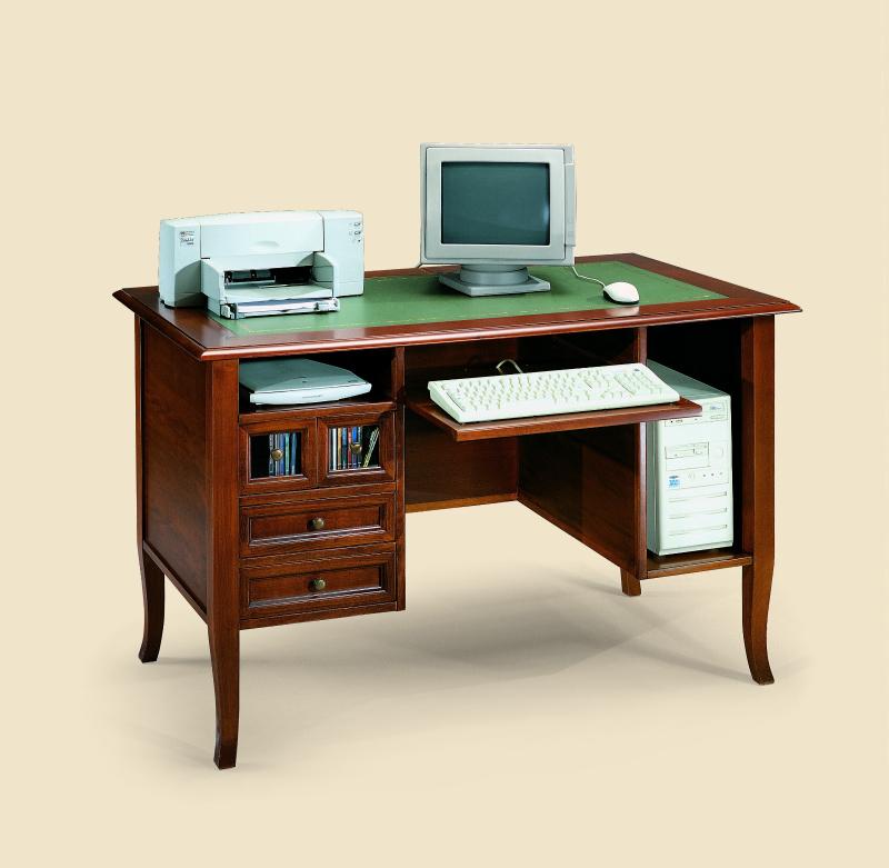 Scrivania porta computer noce arte povera tre cassetti estraibili