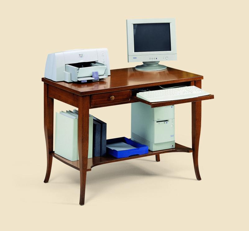 Scrivania porta computer un cassetto un estraibile un ripiano in noce arte povera