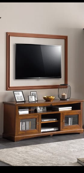 Porta Tv serie goccia due porte noce arte povera