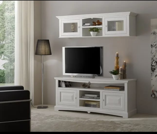Porta TV piu Pensile serie goccia bianco opaco