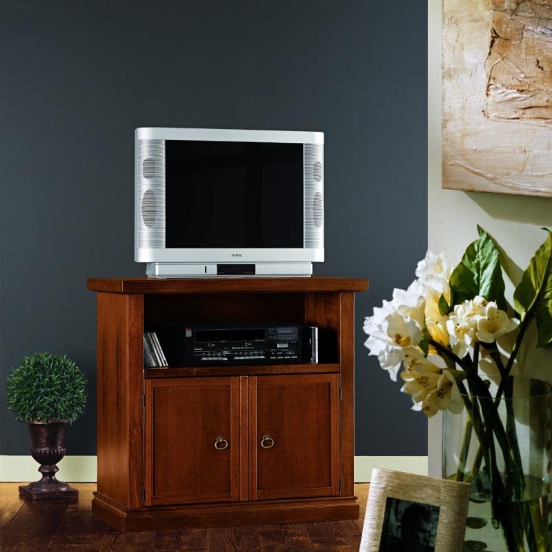 Porta Tv due porte in legno arte povera in noce