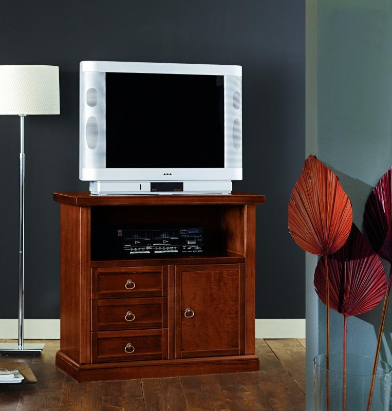 Porta TV una porta tre cassetti arte povera noce